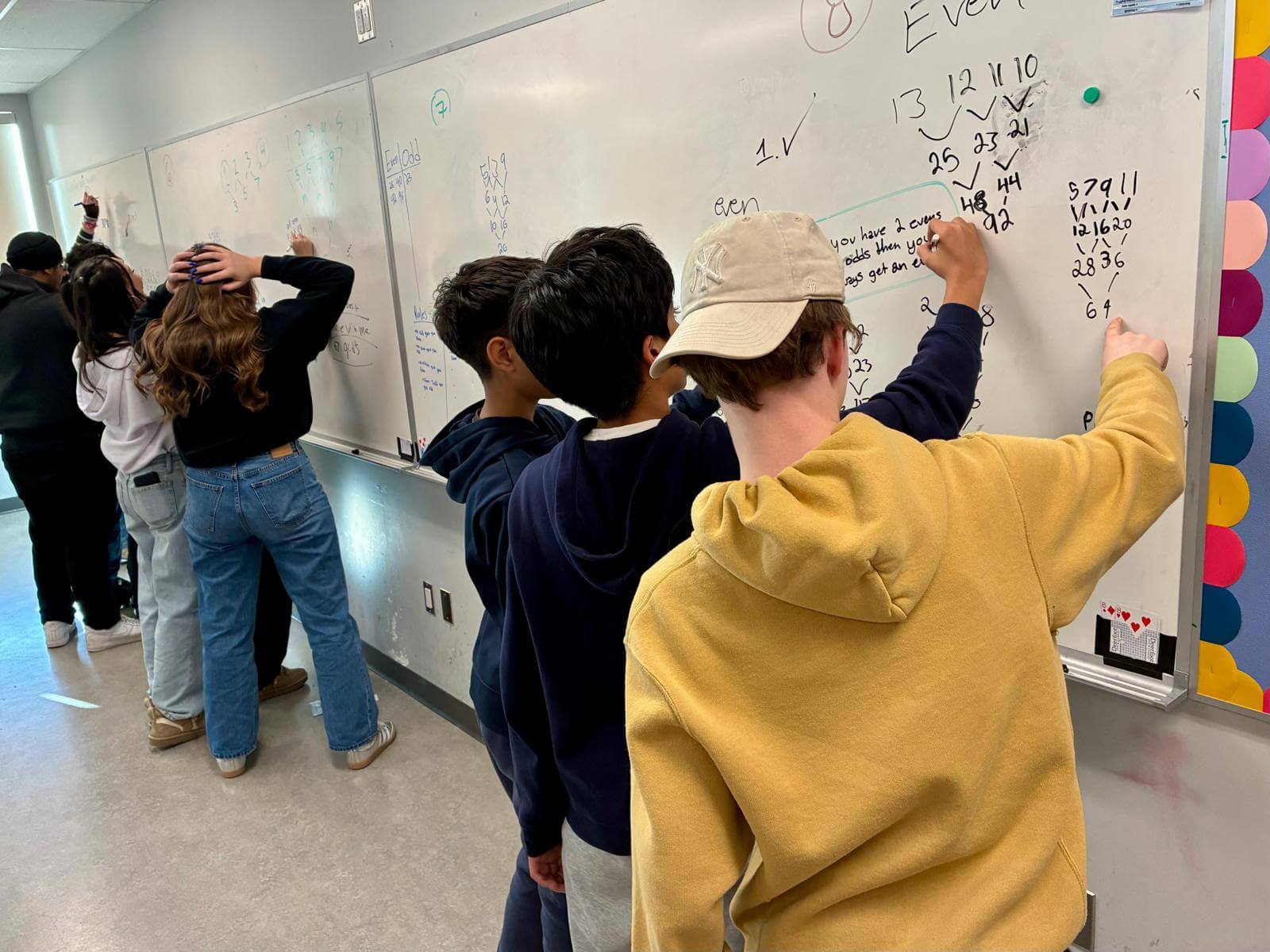 Students collaborating at a whiteboard